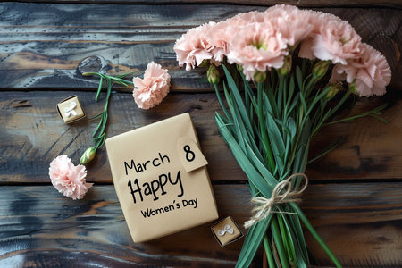 Happy Women's Day with Eustoma Flowers - March 8thの素材