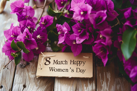 Vintage Card Celebrating International Women's Day on March 8thの素材