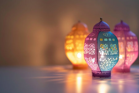 Colorful Eid Lamps and Lanterns for Ramadan and Islamic Celebrationsの素材