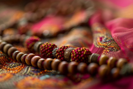 Beads of Devotion: A Close-up on the Intricate Detailsの素材