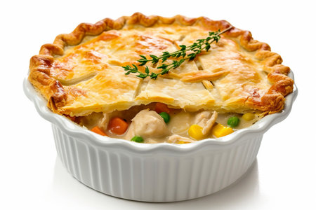 Chicken Pot Pie On White Background..の素材
