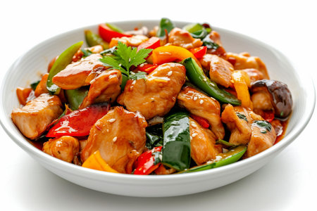 Chicken Stir On White Background..の素材