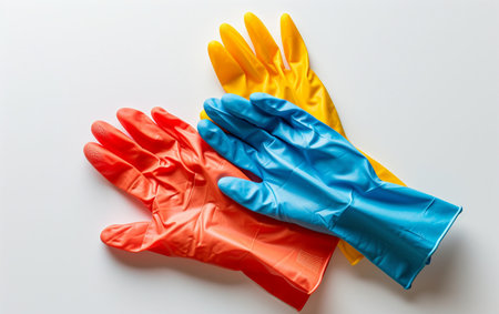 Modern Cleaning Gloves On White Background..の素材