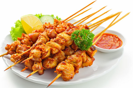 Chronicles of Chicken Satay On White Background..の素材