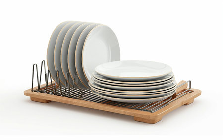 White Dish Rack On White Background..の素材
