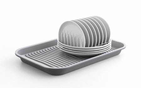 White Dish Drainer On White Background..の素材