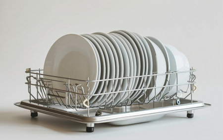 Stylish White Dish Rack On White Background..の素材
