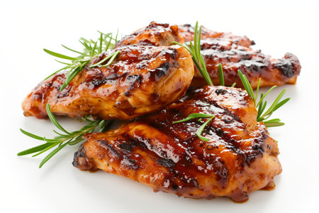 Grilled Chicken Unveiled On White Background..の素材