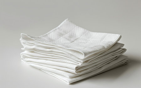 Neat White Napkin On White Background..の素材