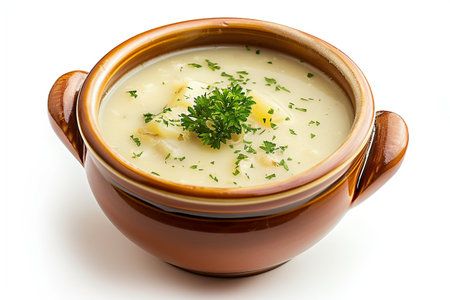 Potato Soup On White Background..の素材