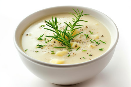 Potato Soup Unveiled On White Background..の素材