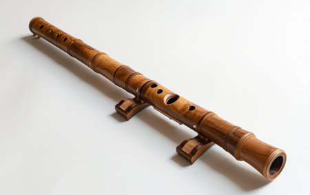 Shakuhachi On White Background..の素材