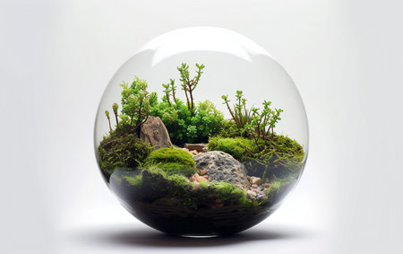 Terrarium for Stylish Plant Decor On White Background..の素材