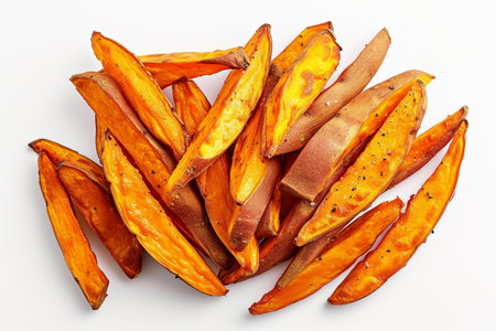 Sweet Potato Fries On White Background..の素材