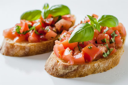 Tomato Bruschetta On White Background..の素材