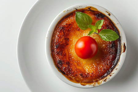 Tomato Brulee Unveiled On White Background..の素材
