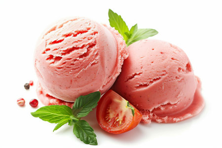 Tomato Ice Cream On White Background..の素材