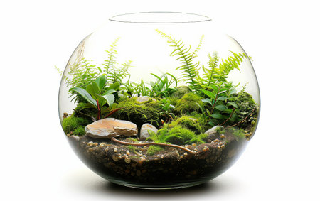 Terrarium for Plant Decor On White Background..の素材