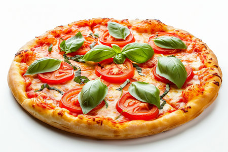 Tomato Pizza On White Background..の素材