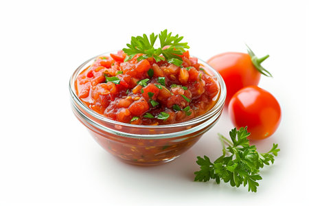 Tomato Relish On White Background..の素材