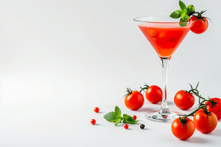 Tomato Martini On White Background..の素材