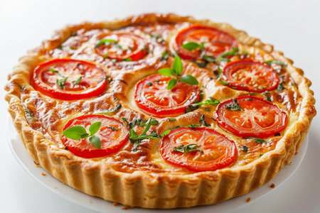 Chronicles of Tomato Quiche On White Background..の素材