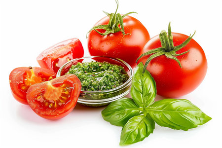 Tomato Pesto Unveiled On White Background..の素材
