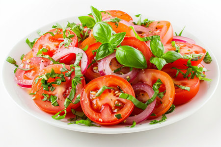 Chronicles of Tomato Salad On White Background..の素材