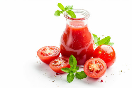 Tomato Vinaigrette On White Background..の素材