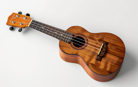 Ukulele Harmony Elegance On White Background..の素材