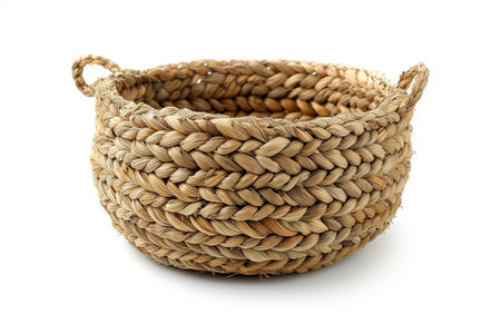 Woven Basket for Everyday Use On White Background..の素材