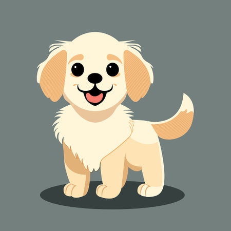 Cute cartoon dog. Vector illustration. Isolated on gray background.のイラスト素材