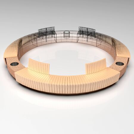 3D illustration Tempo neo complex bench for squares and parks.の写真素材