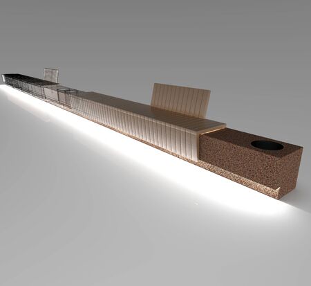 3D illustration Tempo neo complex bench for squares and parks.の写真素材