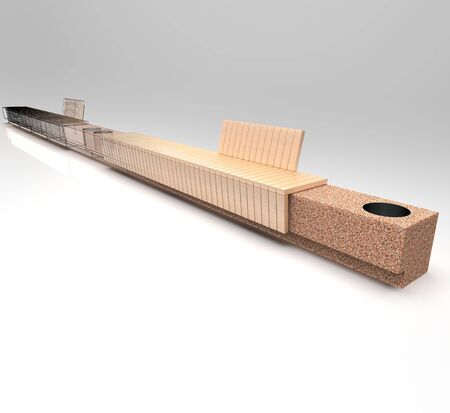 3D illustration Tempo neo complex bench for squares and parks.の写真素材