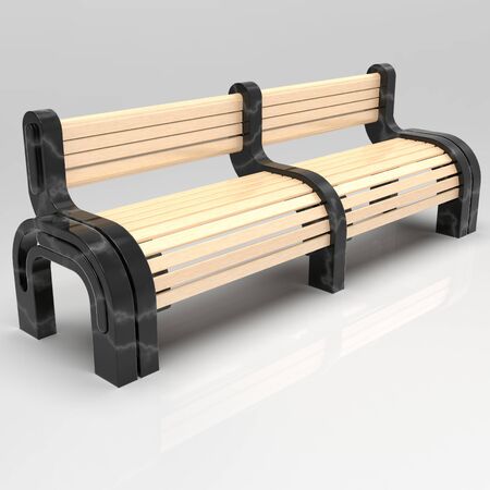 A park bench of black marble and woodの写真素材