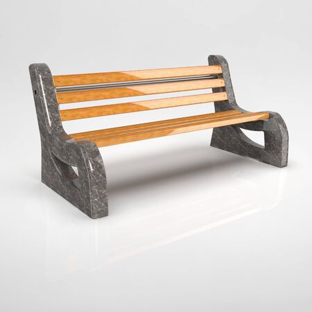 3D render of Park benches on a light background. Wooden, metal, stone and concrete small architectural forms. Use these photos in your advertising campaigns to attract a lot of interest.の写真素材
