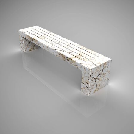 3d render bench Betonbank-Bituma-83 Marble white goldの写真素材
