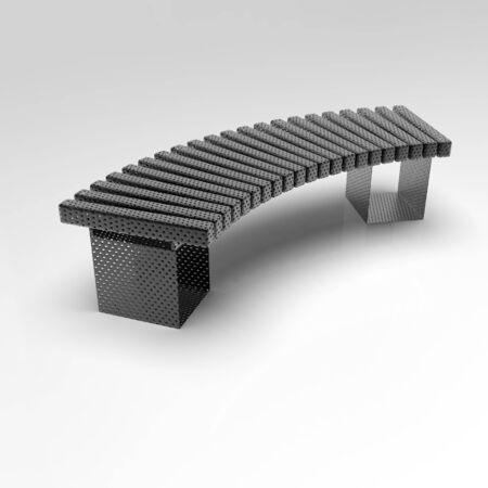 3D image of Garden benches on a light background. Perforeted metal for small architectural forms. Use these photos in your advertising campaigns to attract a lot of interest.の写真素材