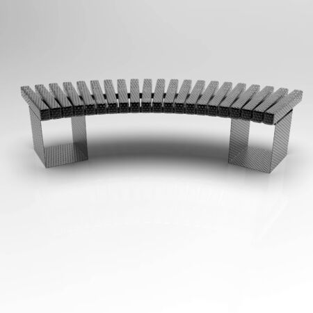 3D image street bench. Metal and wooden. Sketch Isometricの写真素材