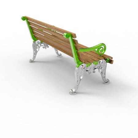 3D image of Park benches on a light background. Wooden, metal, stone and concrete small architectural forms. Use these photos in your advertising campaigns to attract a lot of interest.の写真素材