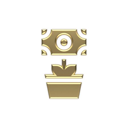 3d image of the money icon gold 21の写真素材