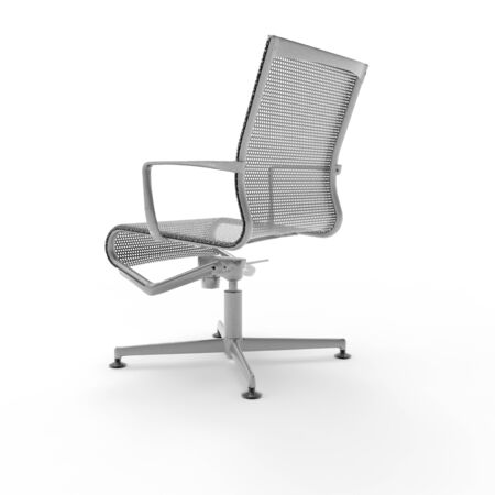 3d image of a mobile chair made of perforated metalの写真素材