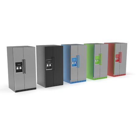3d image of a color refrigerator with freezer 02の写真素材