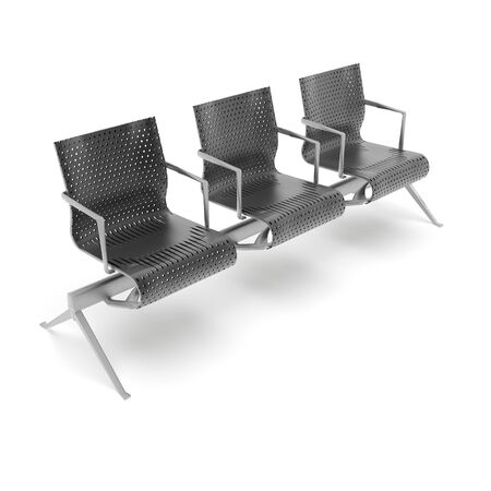 3d render image of a large trio of perforated metal chairs 06の写真素材