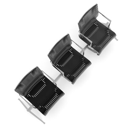 3d render image of a large trio of perforated metal chairs 10の写真素材