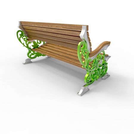 3d render image of aluminum bench Flora 05の写真素材