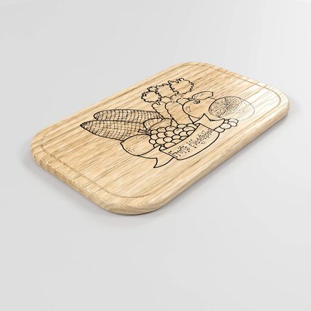 3d image of cutting wood Board with drowing 01の写真素材