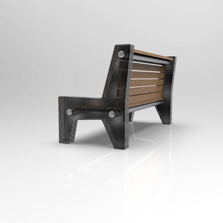 3d image of metall and wood benchの写真素材