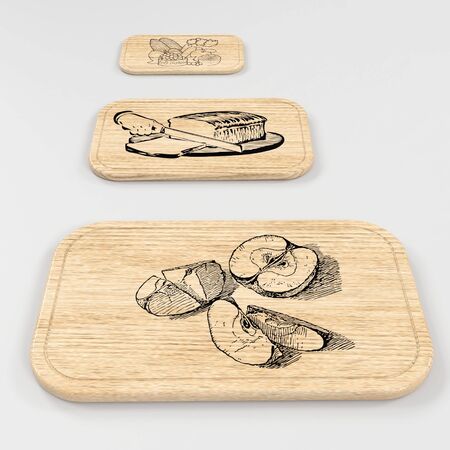 3d image of cutting wood Board with drowing 04の写真素材